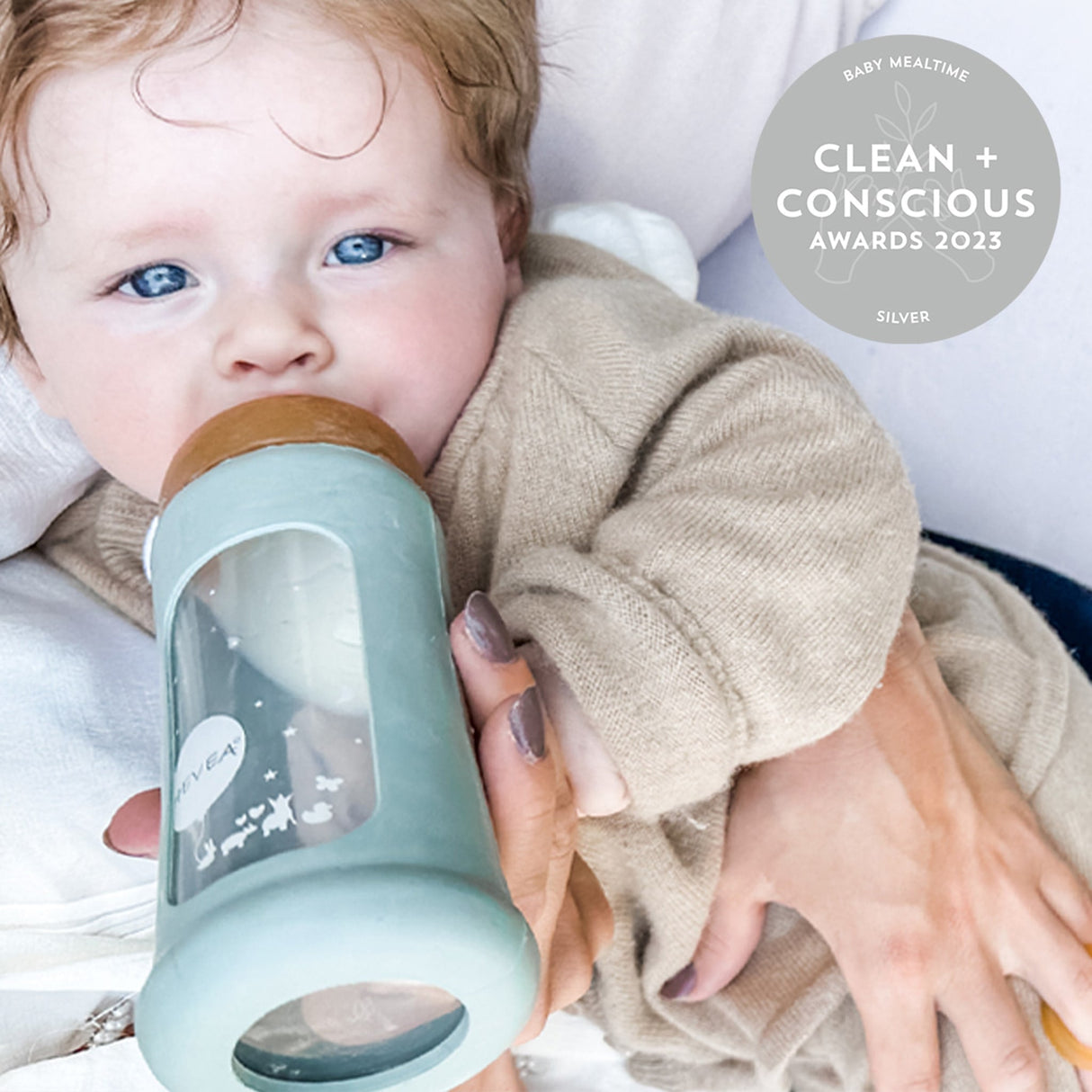 Wide Neck Baby Glass Bottle with Sleeve 250ml/8.5oz Single-Pack - 250ml/8.5oz