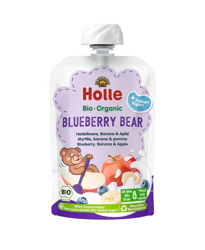 Holle Organic Baby Food Pouch with Yogurt - Blueberry Bear