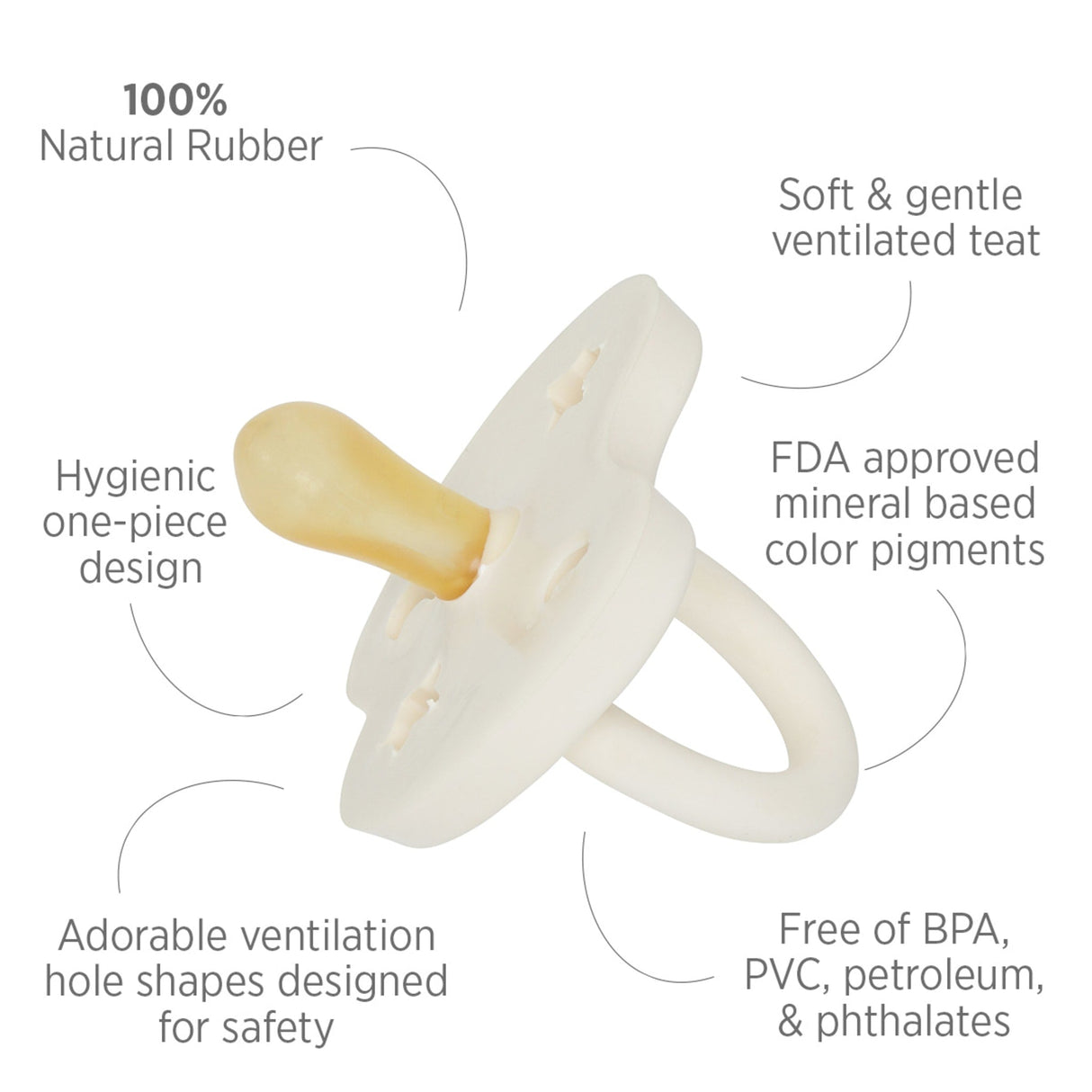 Natural Rubber Pacifier SYMMETRICAL 3-36 Months Two-Pack - Symmetrical 3-36 months