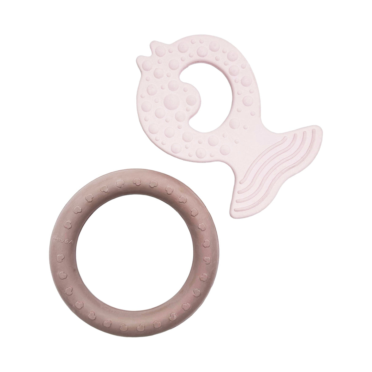 Fish Teether & Kawan Teether Ring  in Natural Rubber Two-Pack -