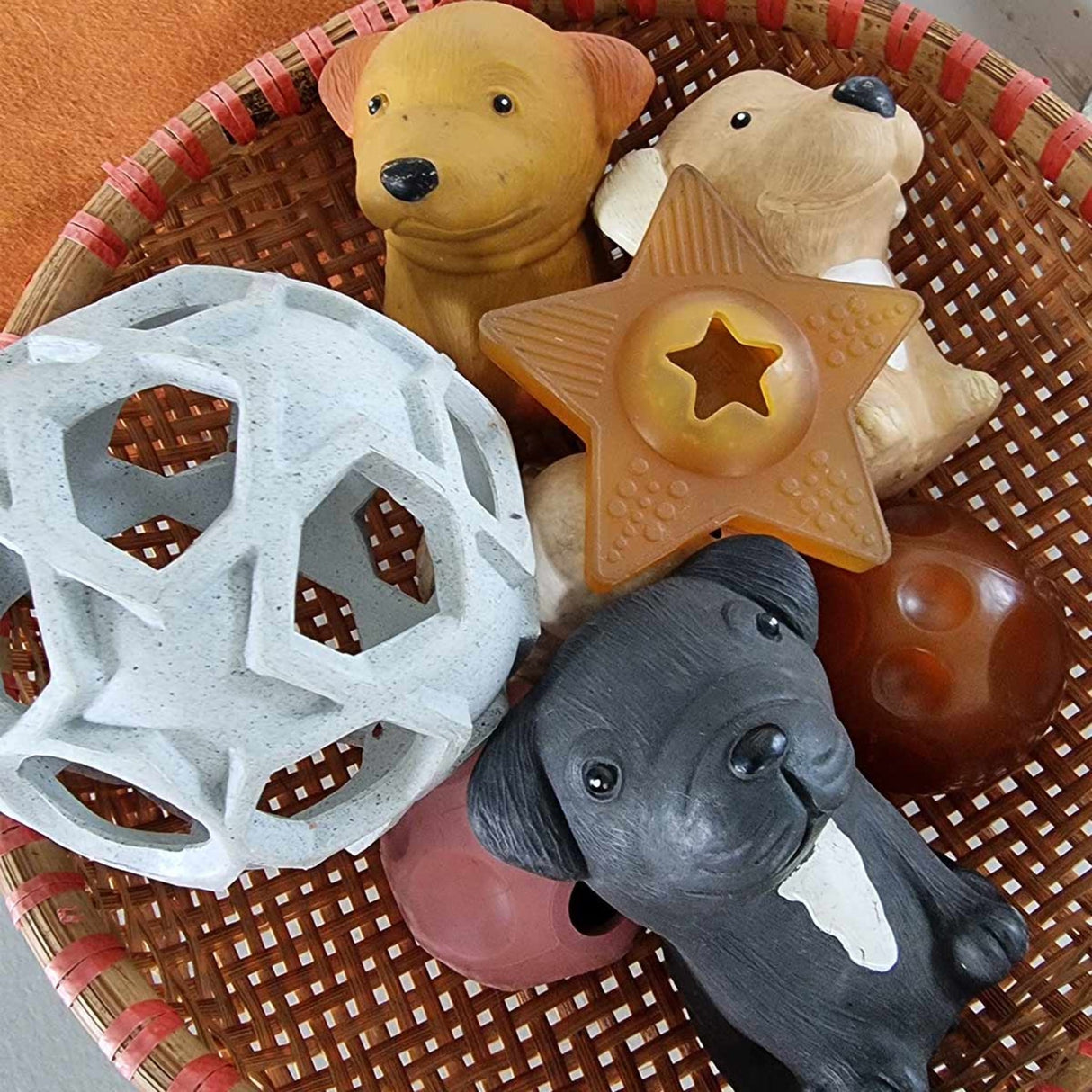 Moon Ball 2-in-1 Dog Activition & Fetch Toy in Natural Rubber -