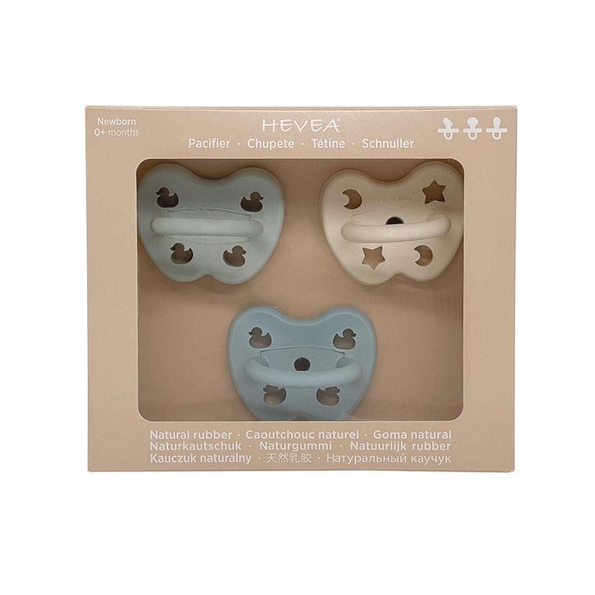 Trial Trio-Pack Natural Rubber Pacifiers - Three Teat Mix for Newborn 0+ Months - 0-3 months