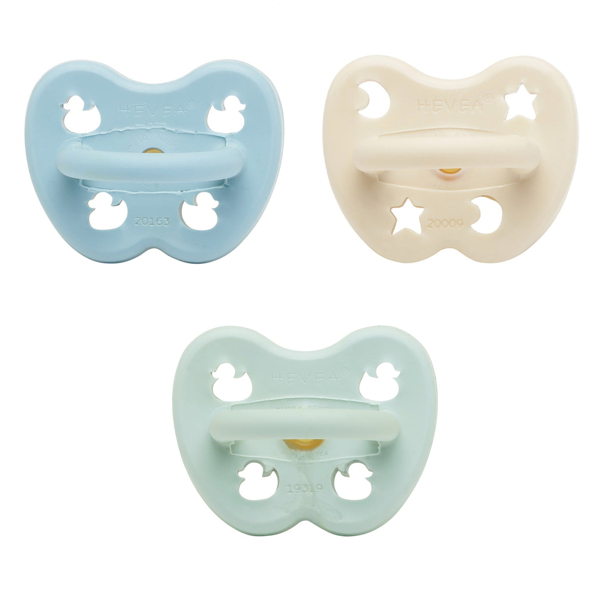Trial Trio-Pack Natural Rubber Pacifiers - Three Teat Mix for Newborn 0+ Months - 0-3 months
