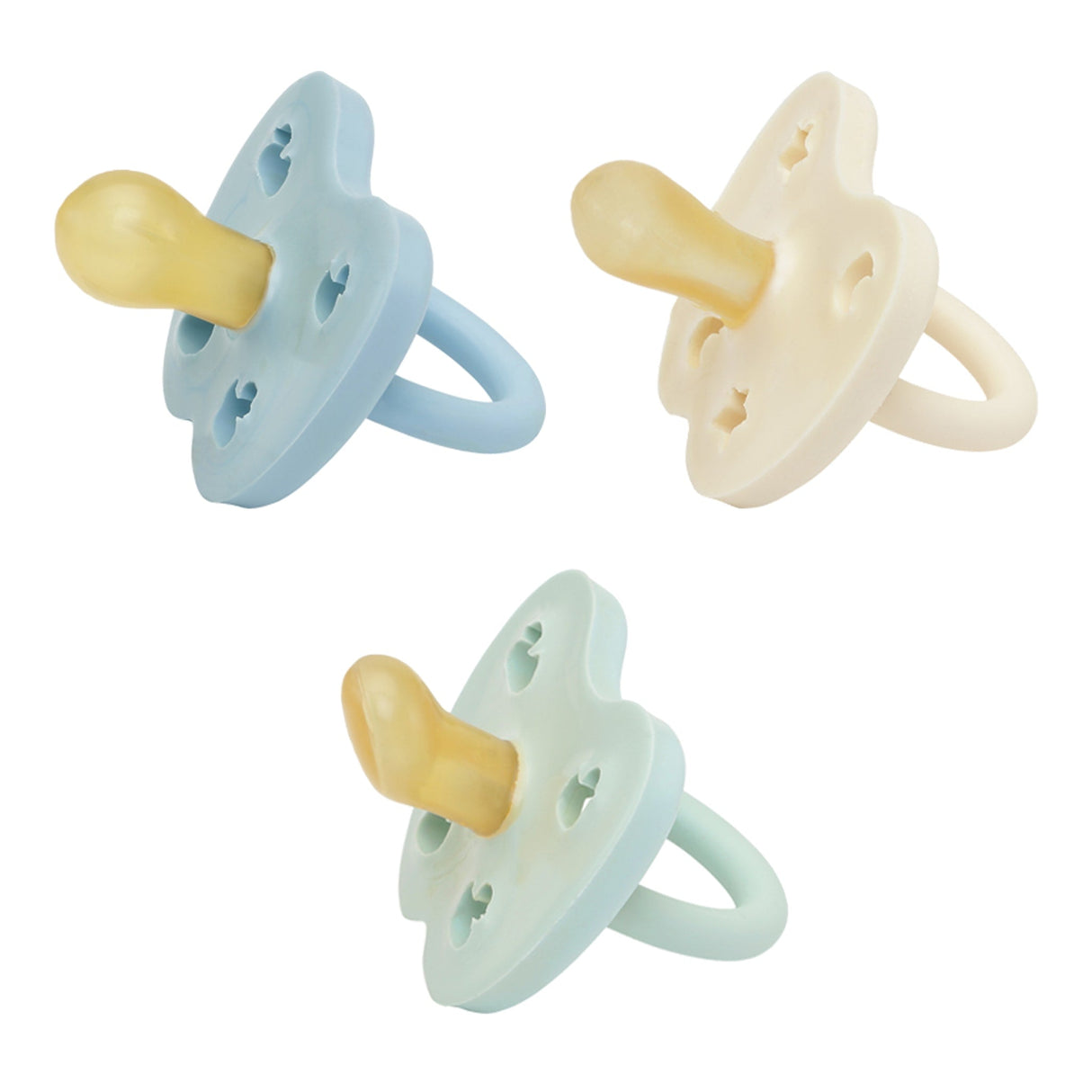 Trial Trio-Pack Natural Rubber Pacifiers - Three Teat Mix for Newborn 0+ Months - 0-3 months
