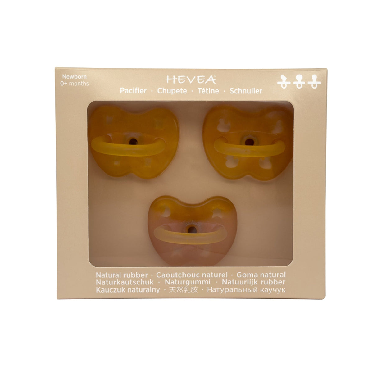 Trial Trio-Pack Natural Rubber Pacifiers - Three Teat Mix for Newborn 0+ Months - 0-3 months