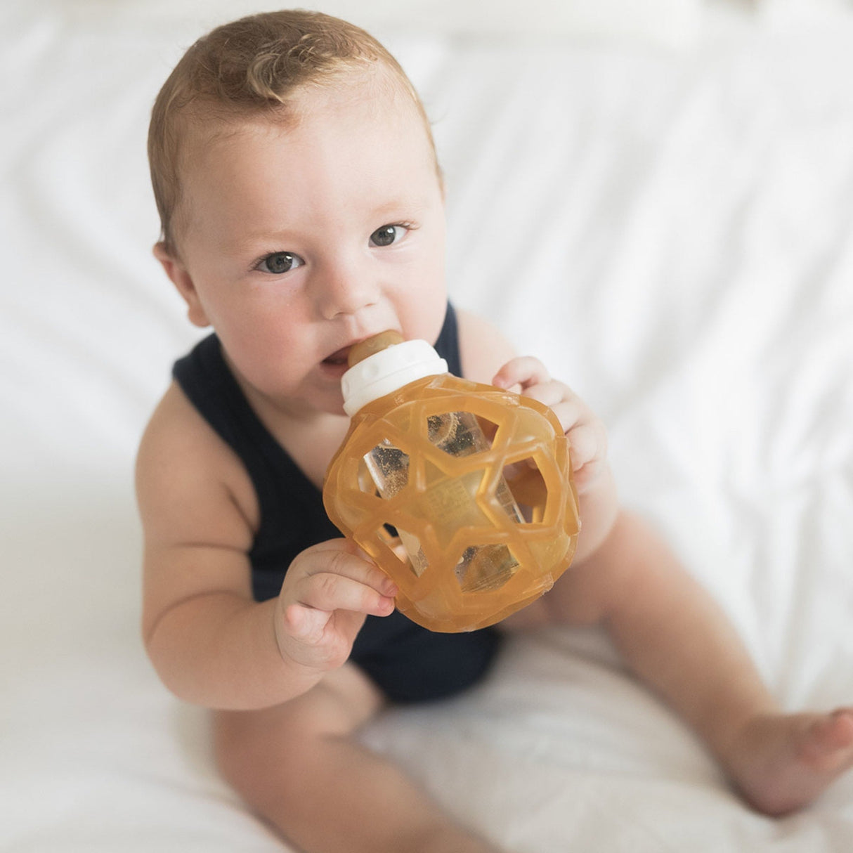 2-in-1 Standard Neck Baby Glass Bottle with Star Ball Cover - 120ml/4oz