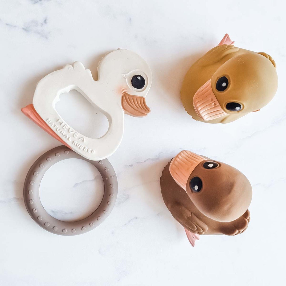 Kawan Duck & Ring Teethers in Natural Rubber Gift Set -