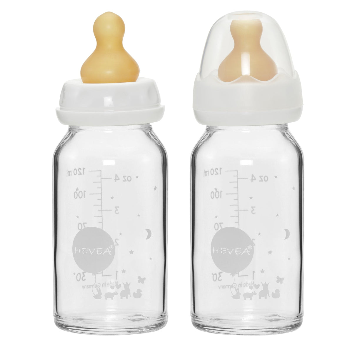 Standard Neck Baby Glass Bottles 120ml/4oz Two-Pack - 120ml/4oz