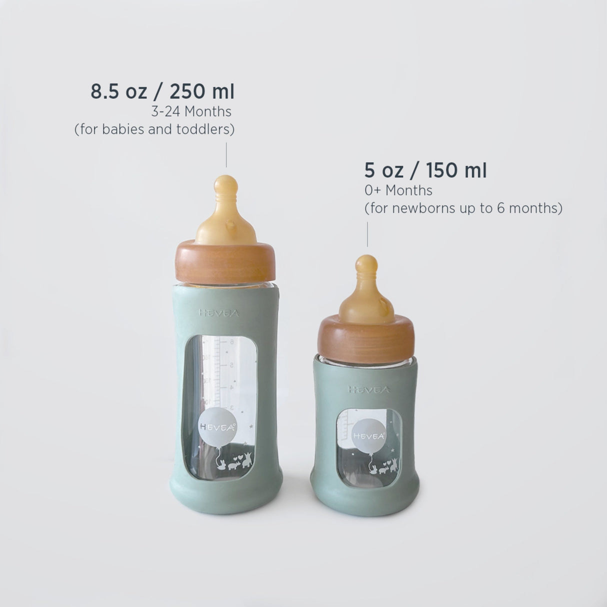 Wide Neck Baby Glass Bottle with Sleeve 250ml/8.5oz Single-Pack - 250ml/8.5oz