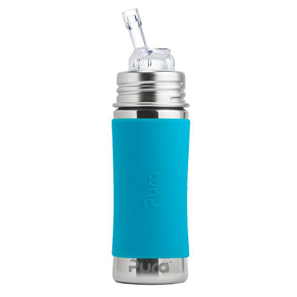 Pura Kiki 11oz Straw Bottle - Aqua Sleeve
