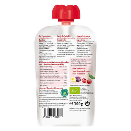 MOGLi Organic Fruit Pouch - Cherry Plum Apple Banana & Oats