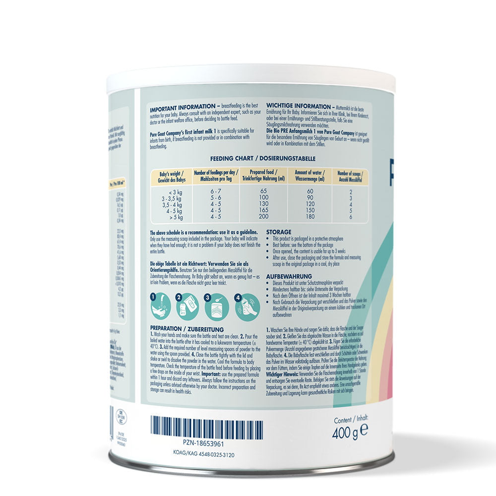 Pure Goat Company Organic PRE Infant Formula 1 - 400g
