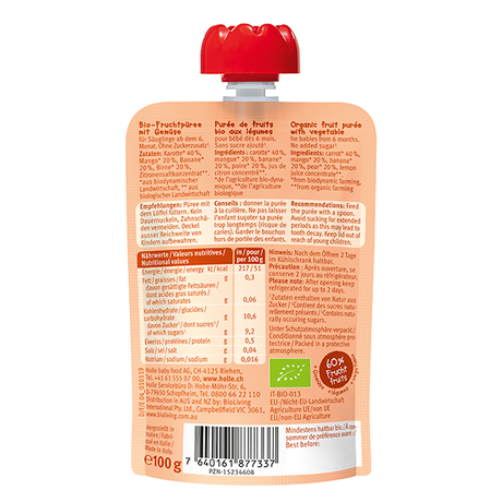 Holle Organic Baby Food Pouch - Carrot Cat